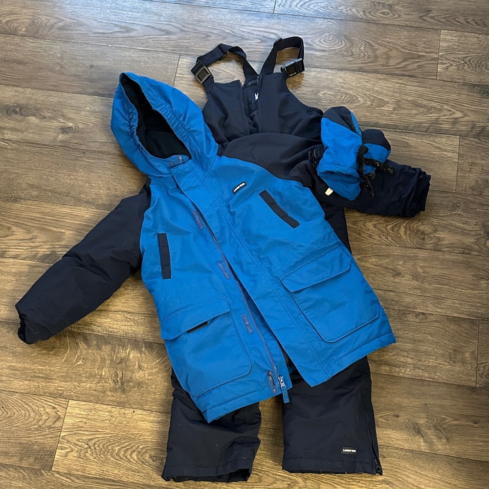 Blue and Navy Hooded Snowsuit Set